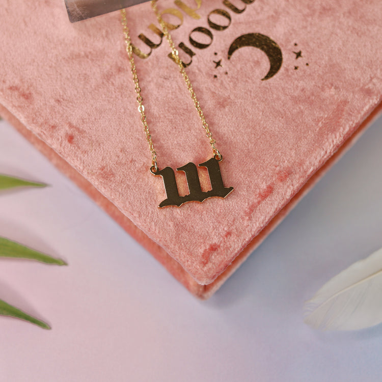 Gold & Silver Angel Number Pendant Necklace for Spiritual Protection & Manifestation