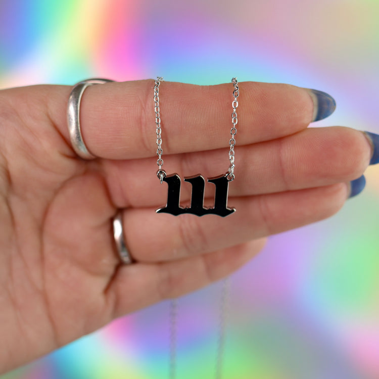 Gold & Silver Angel Number Pendant Necklace for Spiritual Protection & Manifestation