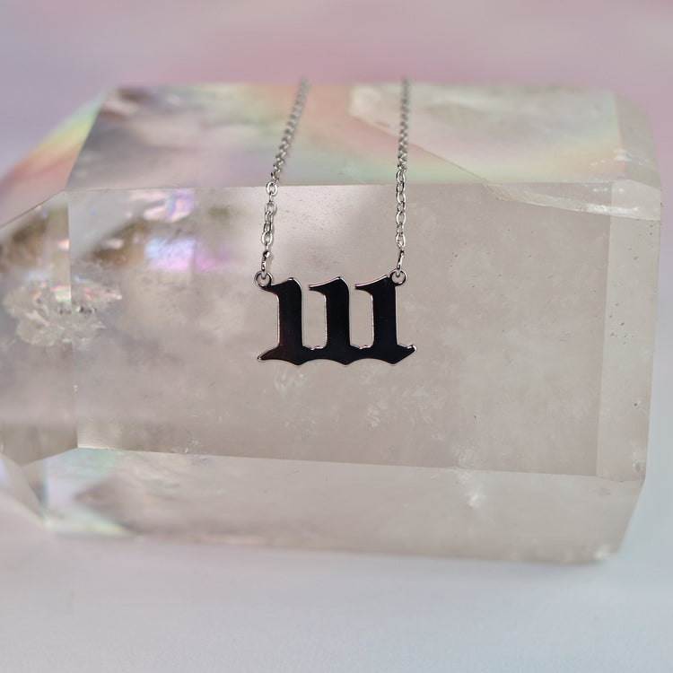 Gold & Silver Angel Number Pendant Necklace for Spiritual Protection & Manifestation