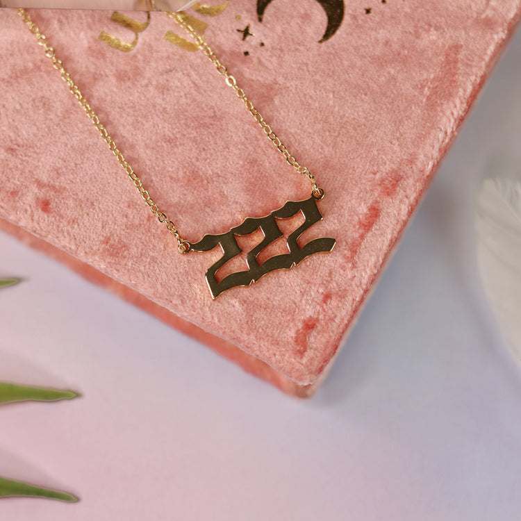 Gold & Silver Angel Number Pendant Necklace for Spiritual Protection & Manifestation