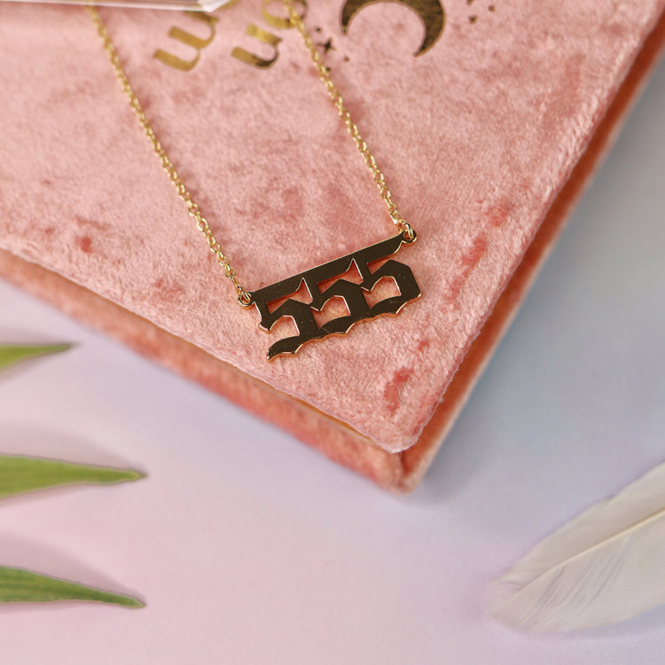 Gold & Silver Angel Number Pendant Necklace for Spiritual Protection & Manifestation