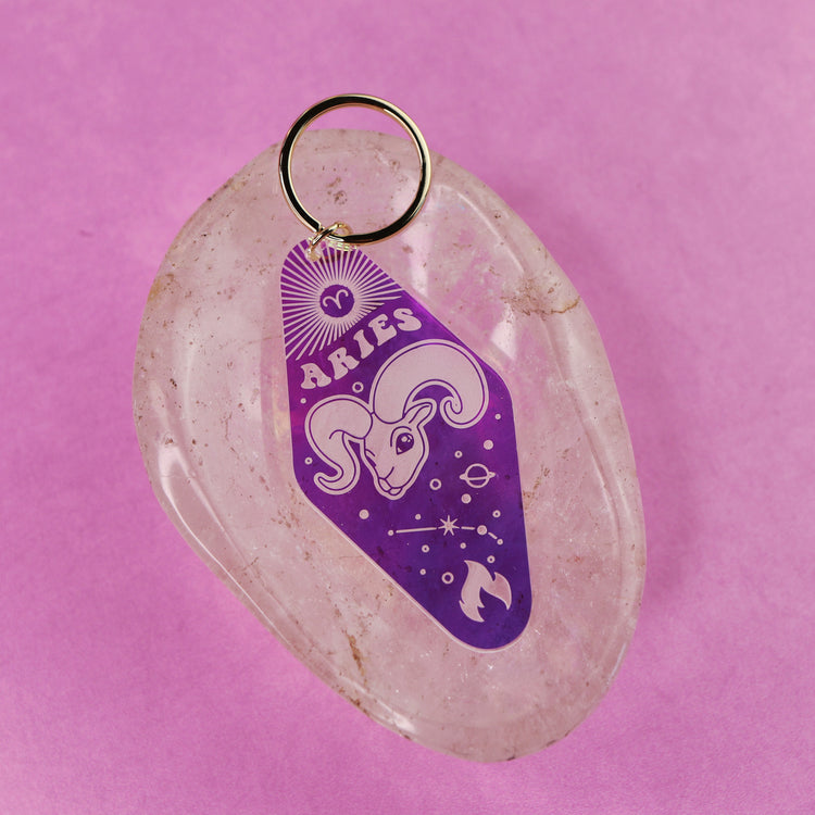Iridescent Astrology Keychain w/ Zodiac Signs