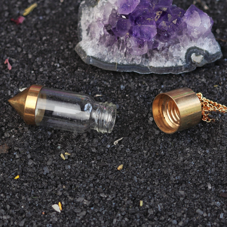 Glass Bottle Chamber Pendulum - Personalize Your Spiritual Practice, Fillable with Sacred Items for Enhanced Energy Work & Chakra Balancing