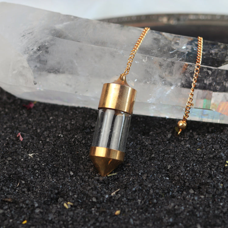 Glass Bottle Chamber Pendulum - Personalize Your Spiritual Practice, Fillable with Sacred Items for Enhanced Energy Work & Chakra Balancing