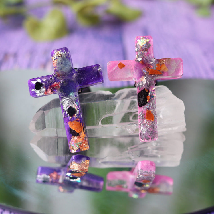 Crystal Cross Orgonite Car Vent Clip for Travel Anxiety & Protection