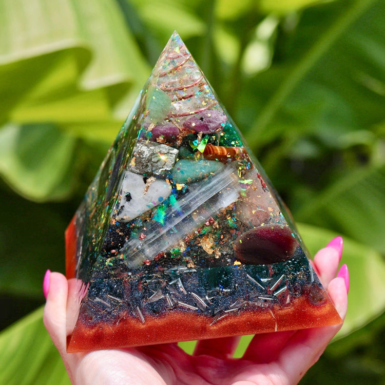 Healing Orgonite Pyramid: 30+ Crystals, EMF Protection, Reiki Tool