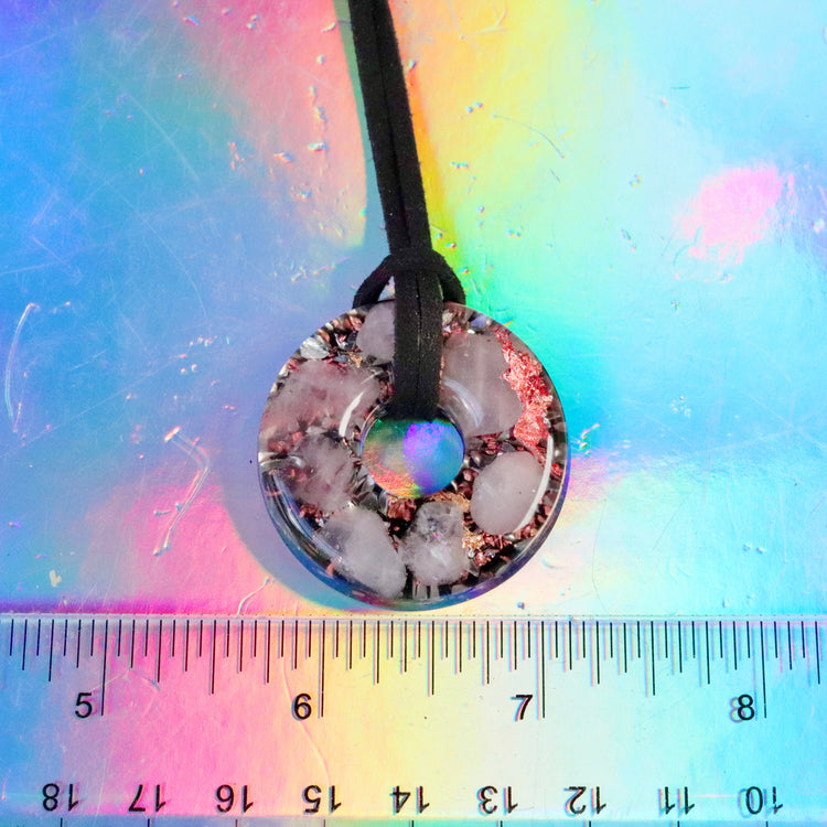 Amethyst Orgonite Donut Pendant with Quartz & Copper