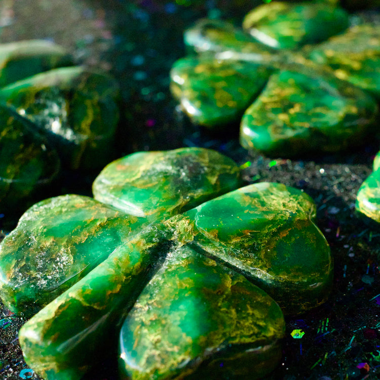 Emerald Four Leaf Clover Crystal Carving