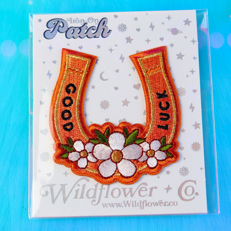 Good Luck Horseshoe Embroidered Iron-On Patch