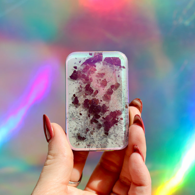 Pink Color Shift Orgonite® EMF Blocker: Shungite Cell Phone Accessory