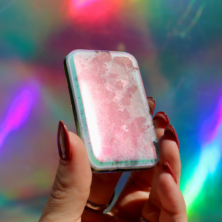 Pink Color Shift Orgonite® EMF Blocker: Shungite Cell Phone Accessory