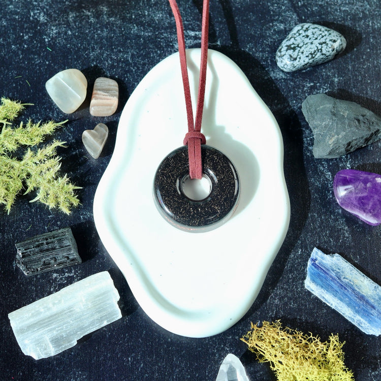 Orgonite® Protection Pendant with Shungite & Amethyst | Minimalist EMF Shield Necklace