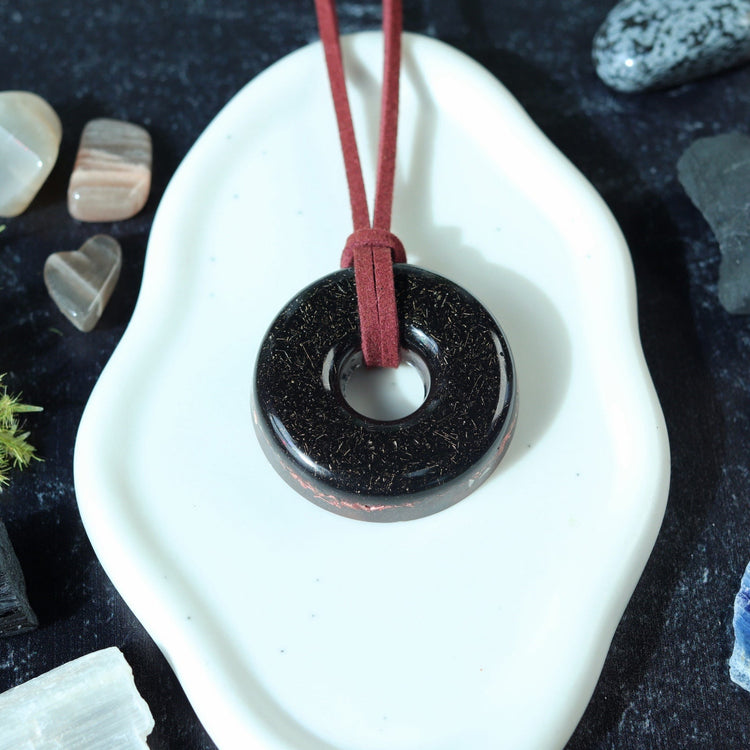 Orgonite® Protection Pendant with Shungite & Amethyst | Minimalist EMF Shield Necklace