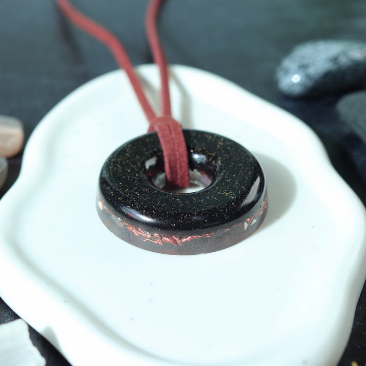 Orgonite® Protection Pendant with Shungite & Amethyst | Minimalist EMF Shield Necklace