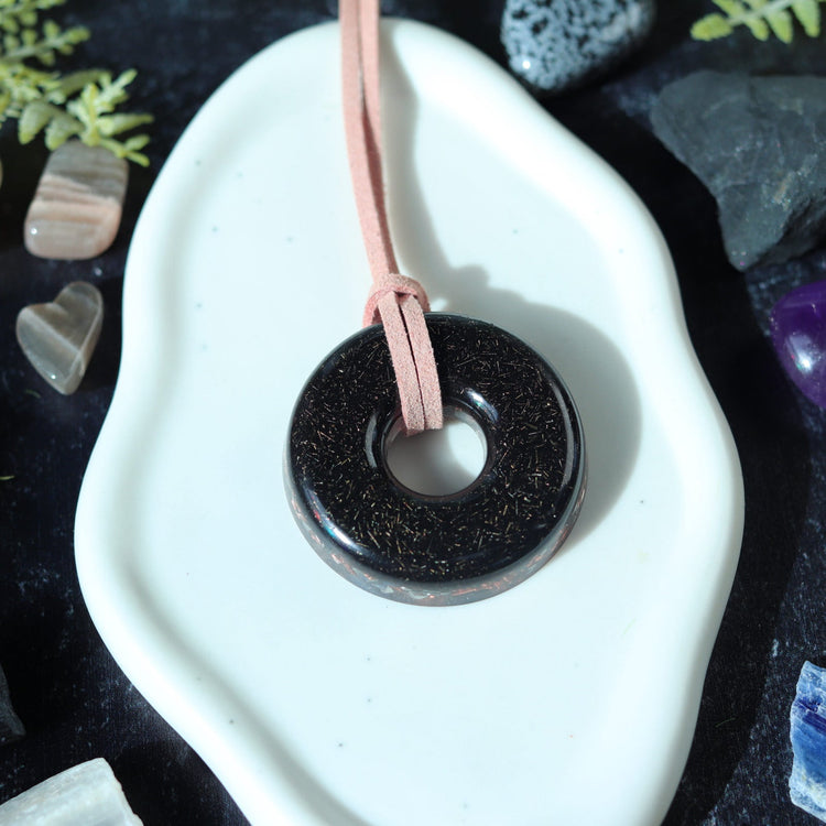 Orgonite® Protection Pendant with Shungite & Amethyst | Minimalist EMF Shield Necklace