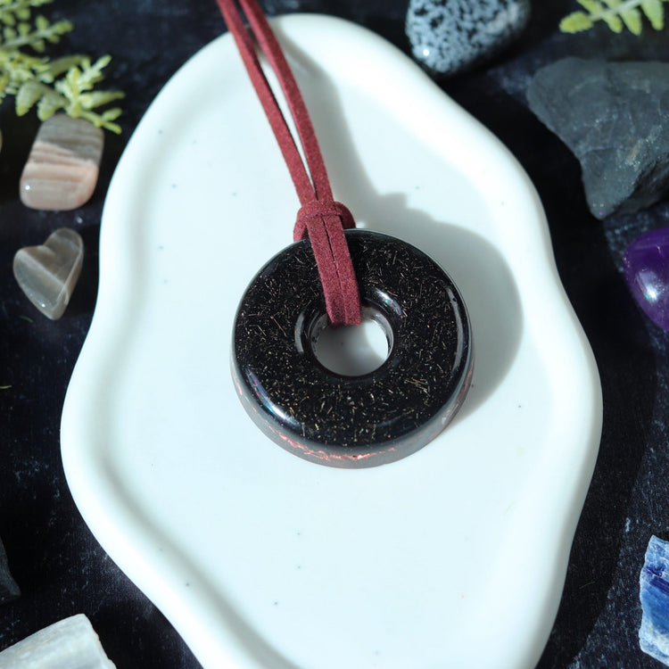 Orgonite® Protection Pendant with Shungite & Amethyst | Minimalist EMF Shield Necklace