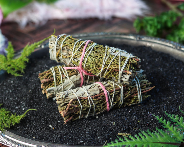 Sage Smudge Stick Bundle for Ceremony, Energy Cleansing, House Blessing & Empath Protection - Dragons Blood, Cinnamon, White Sage, Shasta Sage