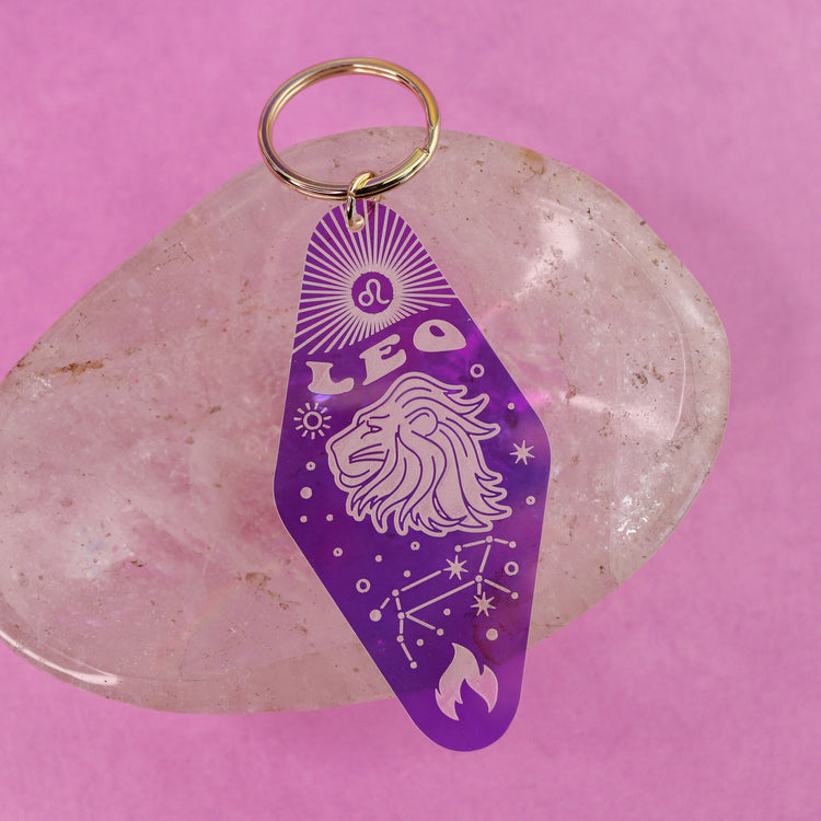 Iridescent Astrology Keychain w/ Zodiac Signs