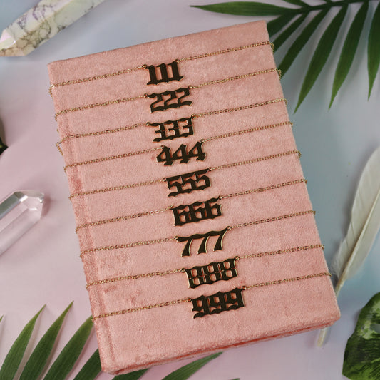 Gold & Silver Angel Number Pendant Necklace for Spiritual Protection & Manifestation