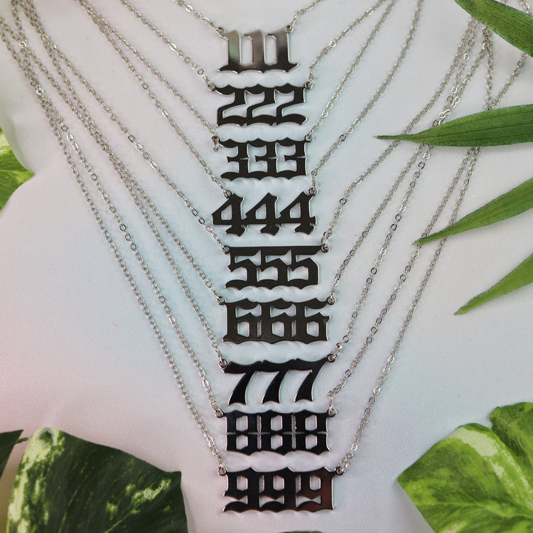 Gold & Silver Angel Number Pendant Necklace for Spiritual Protection & Manifestation