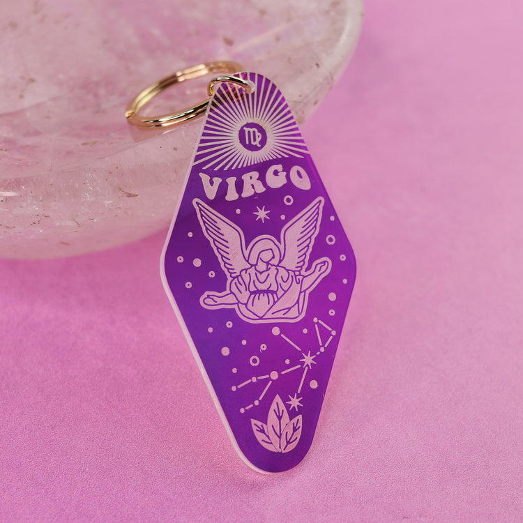 Iridescent Astrology Keychain w/ Zodiac Signs