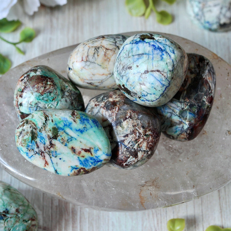 Azurite Malachite Tumbled Crystal Pebble Pocket Stone