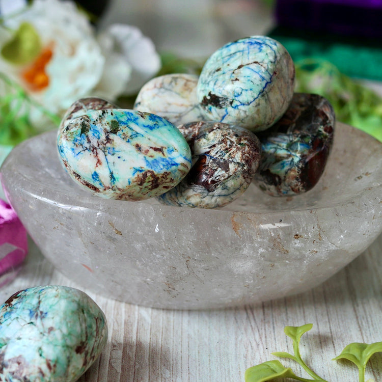 Azurite Malachite Tumbled Crystal Pebble Pocket Stone