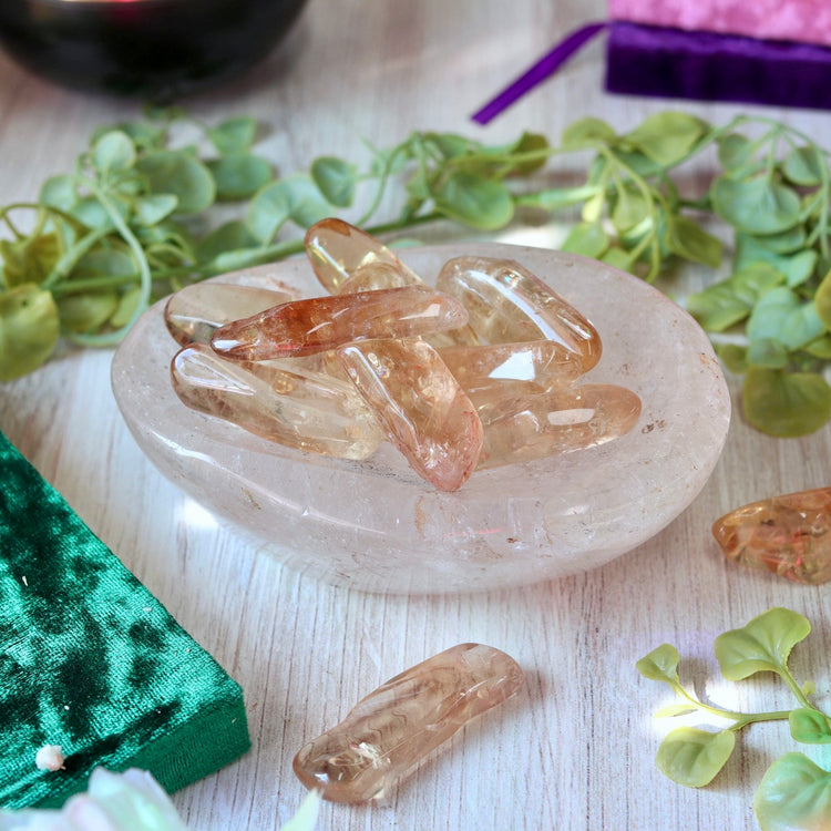 Natural Citrine Point Tumbled Crystal Pocket Stone