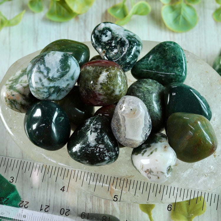 Green Moss Agate Tumbled Polished Pocket Crystal