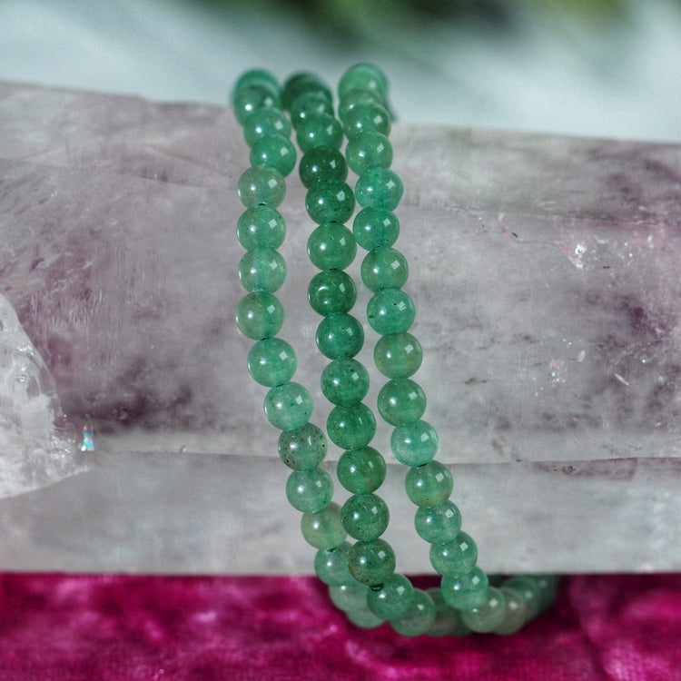 Green Aventurine Crystal Bracelet w/ 4mm Polished Gemstone Bead - Taurus, Virgo and Libra Gift - Heart Chakra Bracelet for Luck & Prosperity