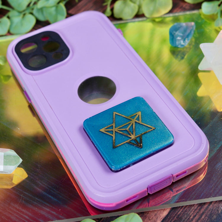 Orgonite Cell Phone Sticker with Gold Metatron Symbol for EMF Protection