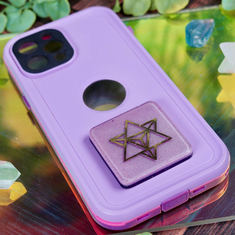 Orgonite Cell Phone Sticker with Gold Metatron Symbol for EMF Protection
