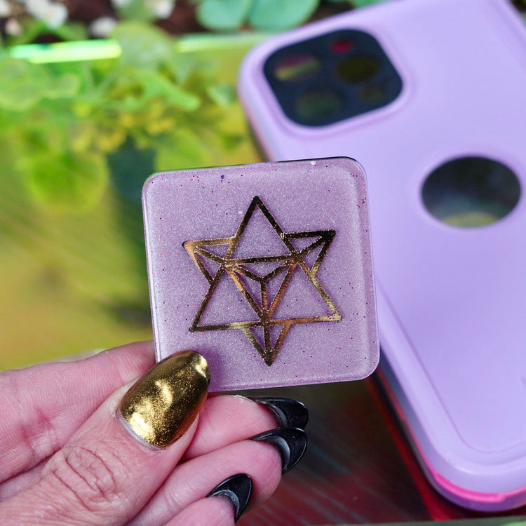 Orgonite Cell Phone Sticker with Gold Metatron Symbol for EMF Protection