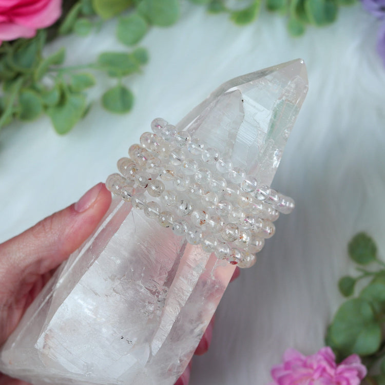 Rare Petroleum Quartz Crystal Bracelet for Chakra Alignment, Intuition, Spiritual Awakening Gift - Meditation Jewelry