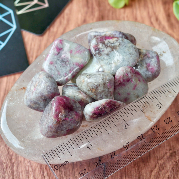 Pink Included Quartz Tourmaline Tumbled Pocket Crystal