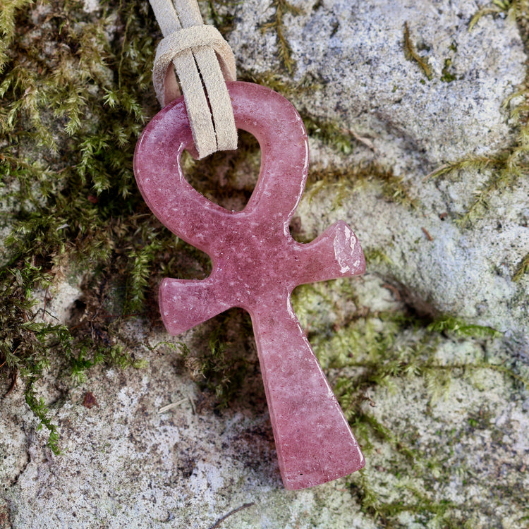 Hand Carved Crystal Ankh Necklace – Choose Your Stone