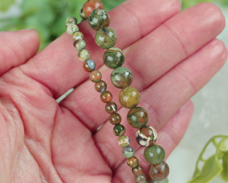 Rhyolite Crystal Bracelet for Grounding, Peace - Sagittarius, Gemini, Aries Gift - Heart / Solar Plexus Chakra Jewelry