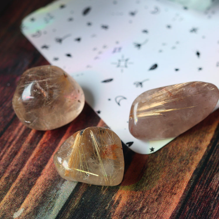 Rutilated Quartz Tumbled Pocket Crystal