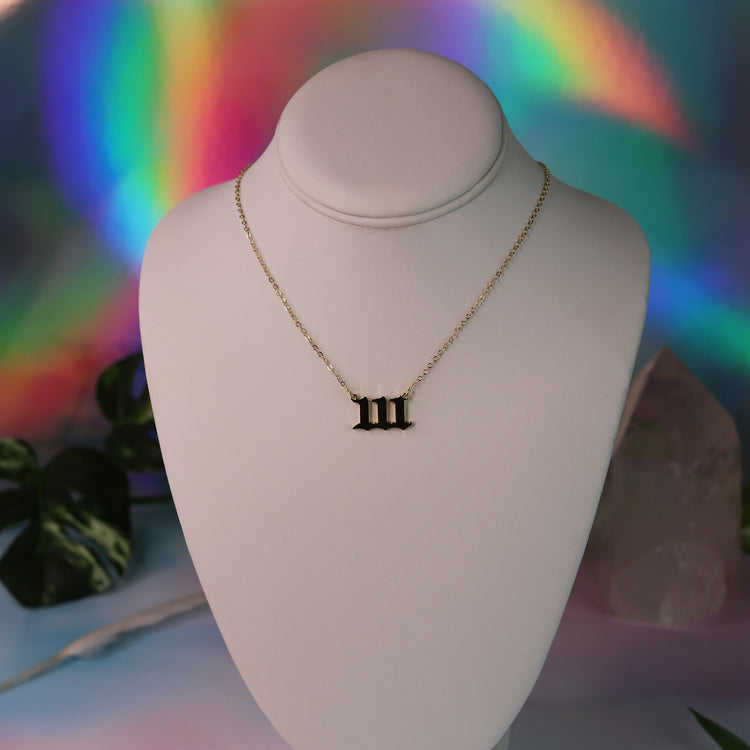 Gold & Silver Angel Number Pendant Necklace for Spiritual Protection & Manifestation