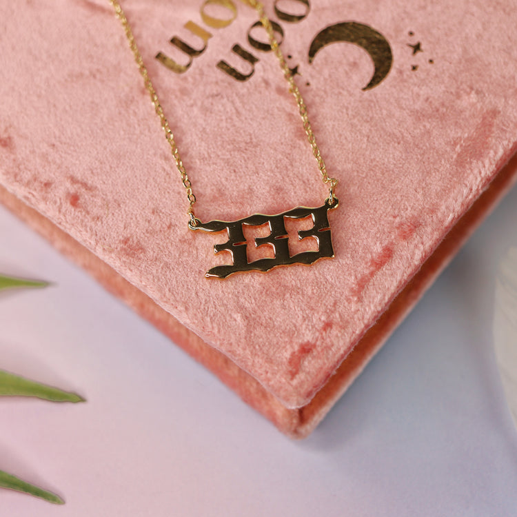 Gold & Silver Angel Number Pendant Necklace for Spiritual Protection & Manifestation