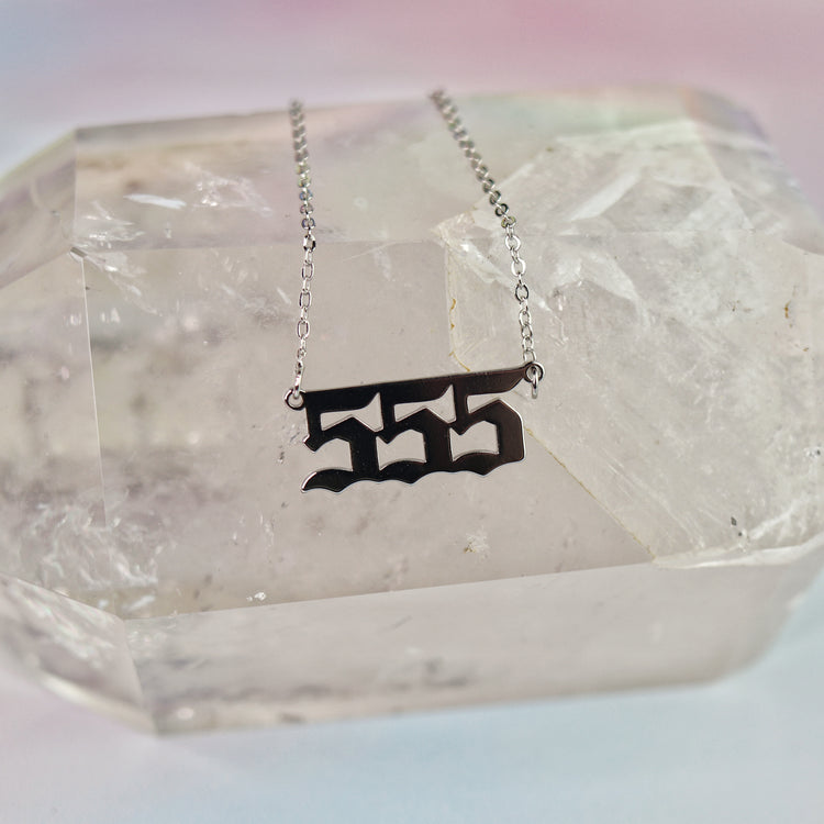 Gold & Silver Angel Number Pendant Necklace for Spiritual Protection & Manifestation