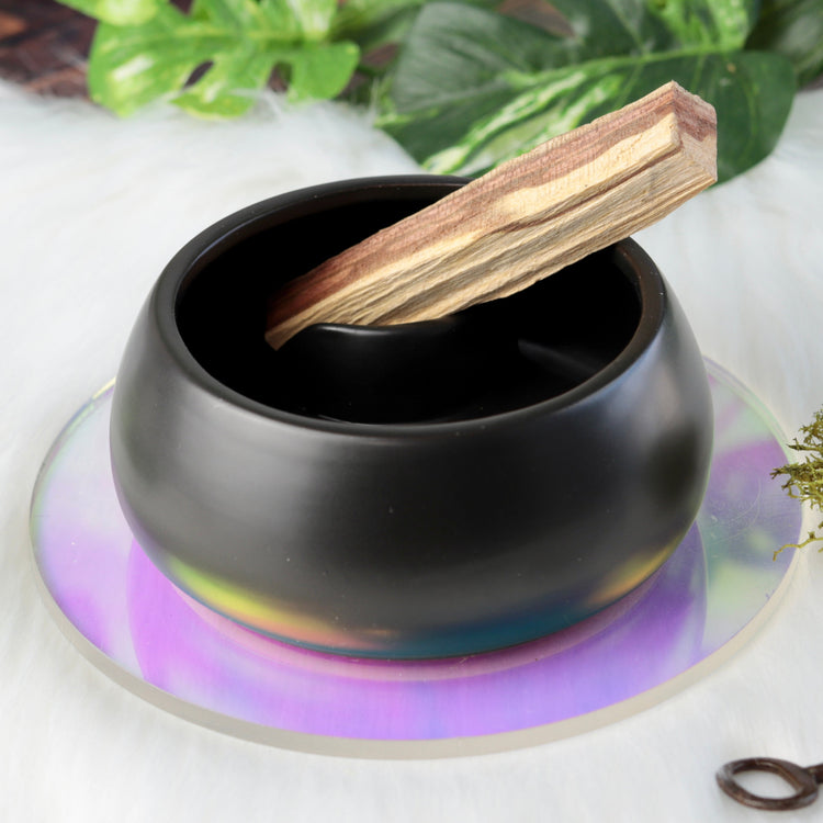 Black Ceramic Smudge Pot – For Burning Sage Bundles and Palo Santo Sticks - Altar Supplies for Energy Cleansing and House Blessing