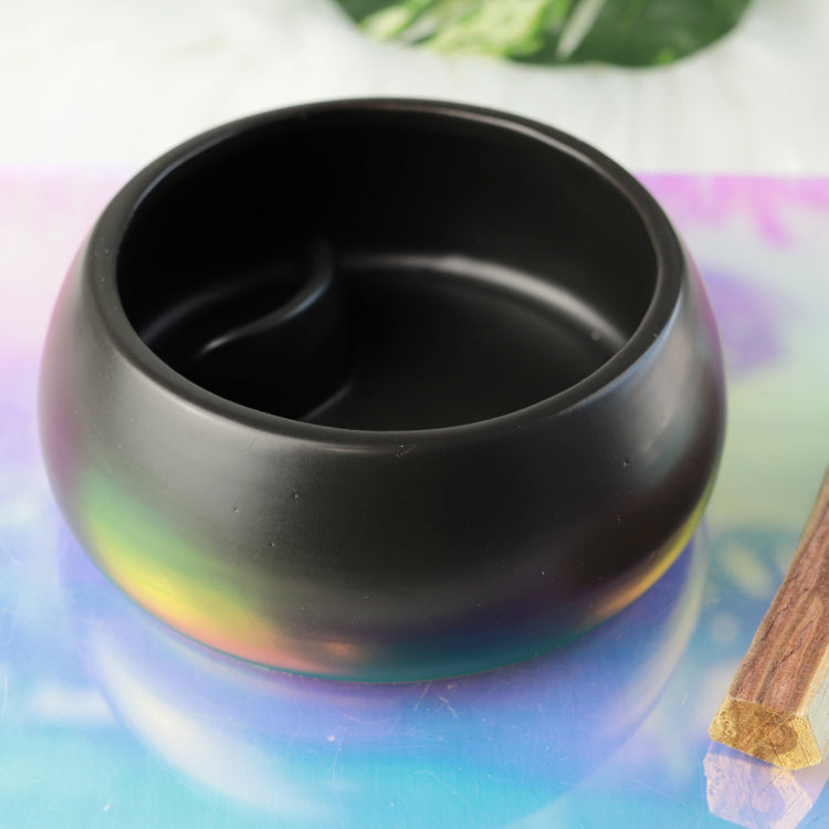 Black Ceramic Smudge Pot – For Burning Sage Bundles and Palo Santo Sticks - Altar Supplies for Energy Cleansing and House Blessing