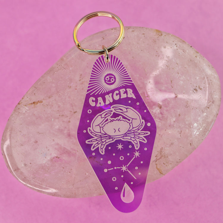 Iridescent Astrology Keychain w/ Zodiac Signs