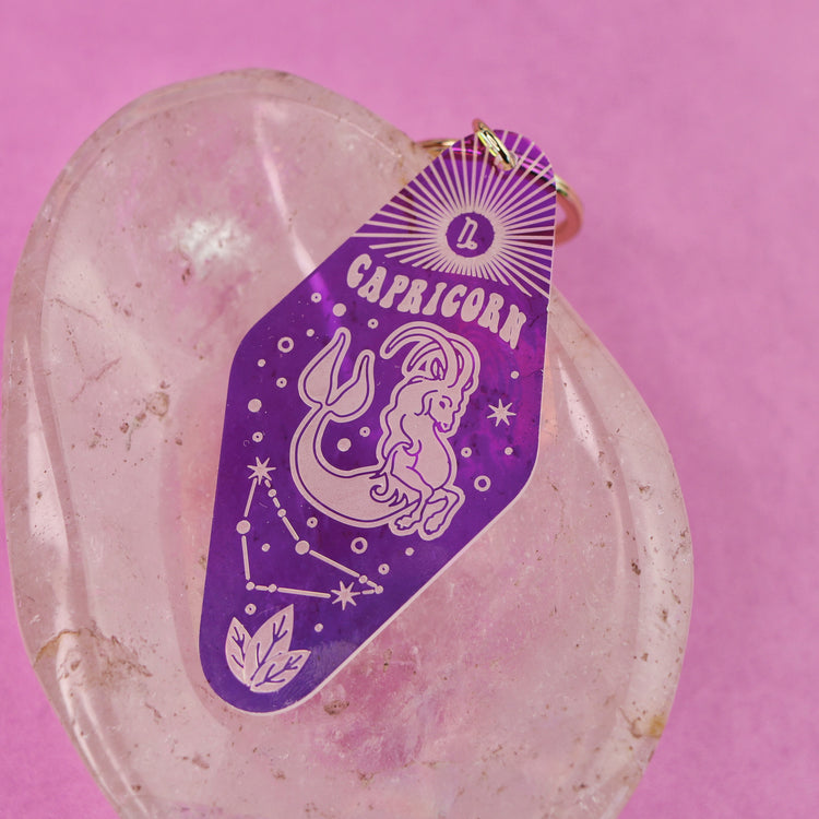 Iridescent Astrology Keychain w/ Zodiac Signs