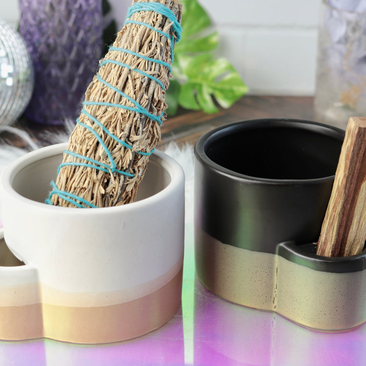 Ceramic Smudge Pot – For Burning Sage Bundles &amp; Palo Santo Stick - Altar Supplies for Energy Cleansing and House Blessing