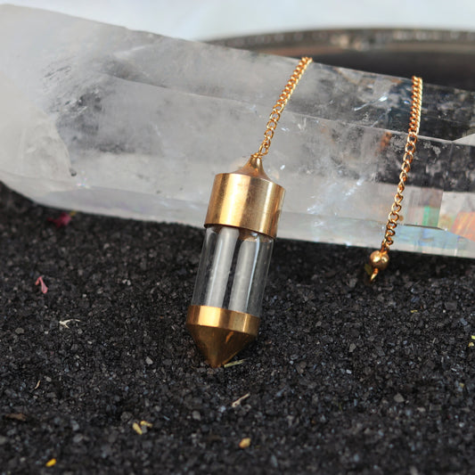 Glass Bottle Chamber Pendulum - Personalize Your Spiritual Practice, Fillable with Sacred Items for Enhanced Energy Work & Chakra Balancing