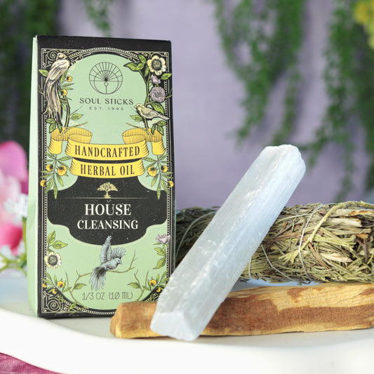 Complete House Cleansing Smudge Kit - Sage, Herbal Oil, Selenite, Palo Santo in Gift Box