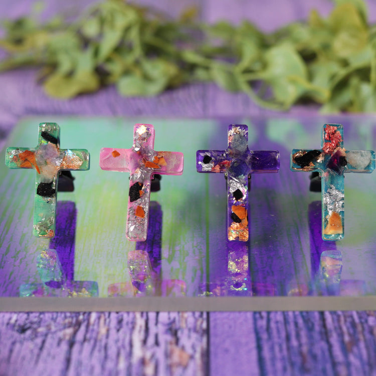 Crystal Cross Orgonite Car Vent Clip for Travel Anxiety & Protection