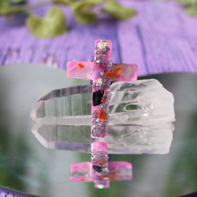 Crystal Cross Orgonite Car Vent Clip for Travel Anxiety & Protection